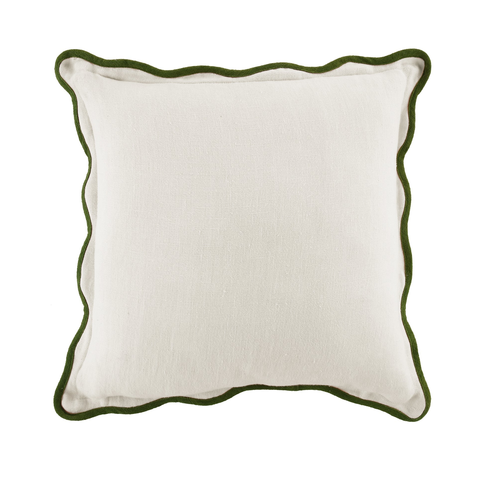 Evie Linen Cedar Green Scalloped Square Pillow