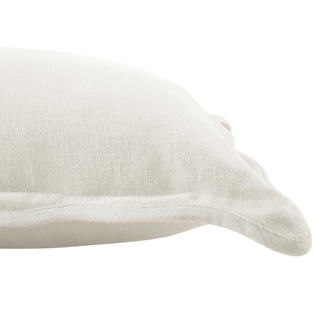 Evie Linen Powder White Scalloped Square Pillow